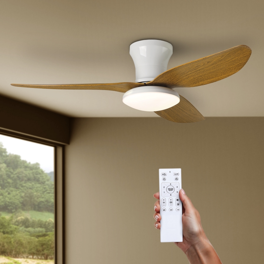 Brilagi - LED Zatemnitveni stropni ventilator LED/30W/230V 3000-6500K bela/rjava + Daljinski upravljalnik