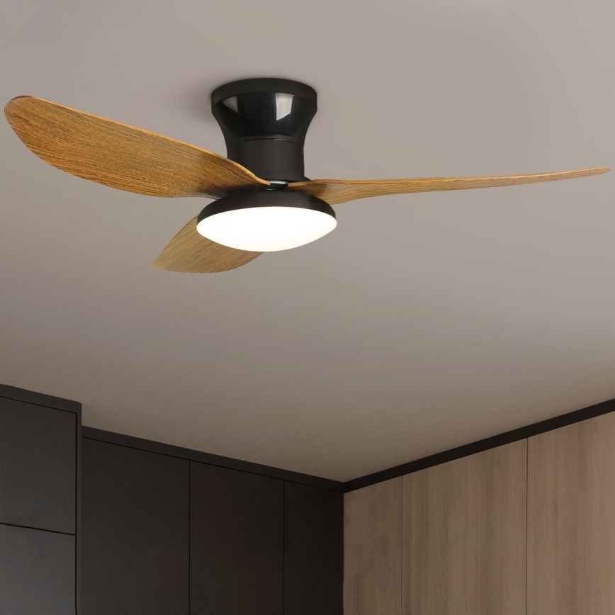 Brilagi - LED Zatemnitveni stropni ventilator LED/30W/230V 3000-6500K črna/rjava + Daljinski upravljalnik