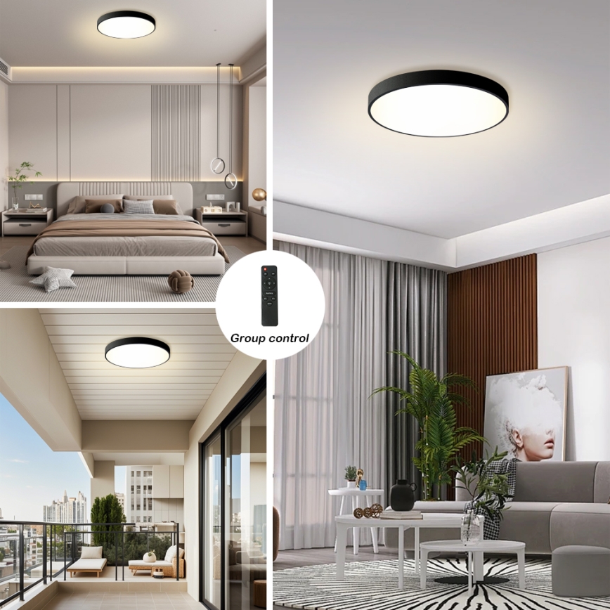 Brilagi - LED zatemnjevalna stropna svetilka POOL LED/60W/230V 3000-6000K premer 60 cm črna + daljinski upravljalnik