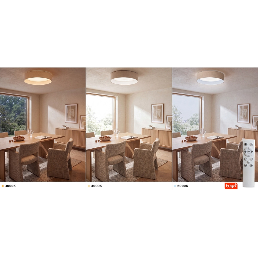 Brilagi - Zatemnljiva LED stropna svetilka VELVET SMARTIX LED/24W/230V 3000-6000K premer 45 cm kremna Wi-Fi Tuya Beacon + daljinski upravljalnik