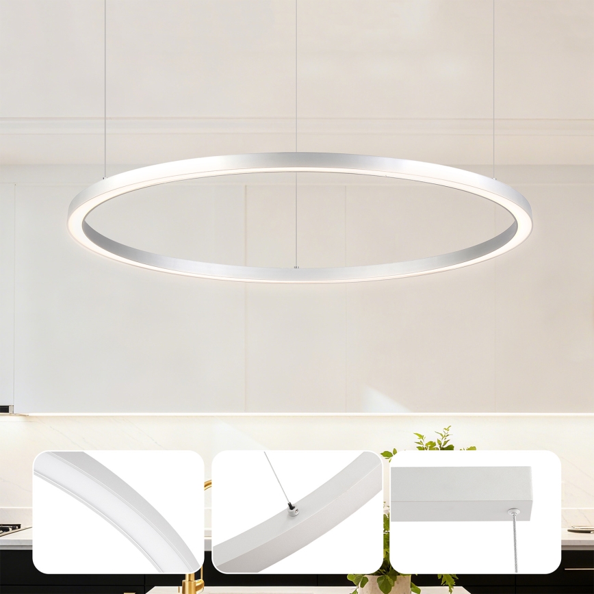 Brilagi - LED lestenec z možnostjo zatemnitve na kablu PORTOFINO LED/60W/230V 3000-6000K premer 80 cm srebrna + daljinski upravljalnik