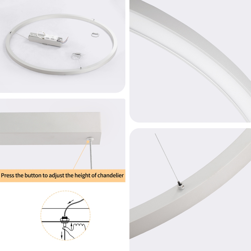 Brilagi - LED lestenec z možnostjo zatemnitve na kablu PORTOFINO LED/60W/230V 3000-6000K premer 80 cm srebrna + daljinski upravljalnik