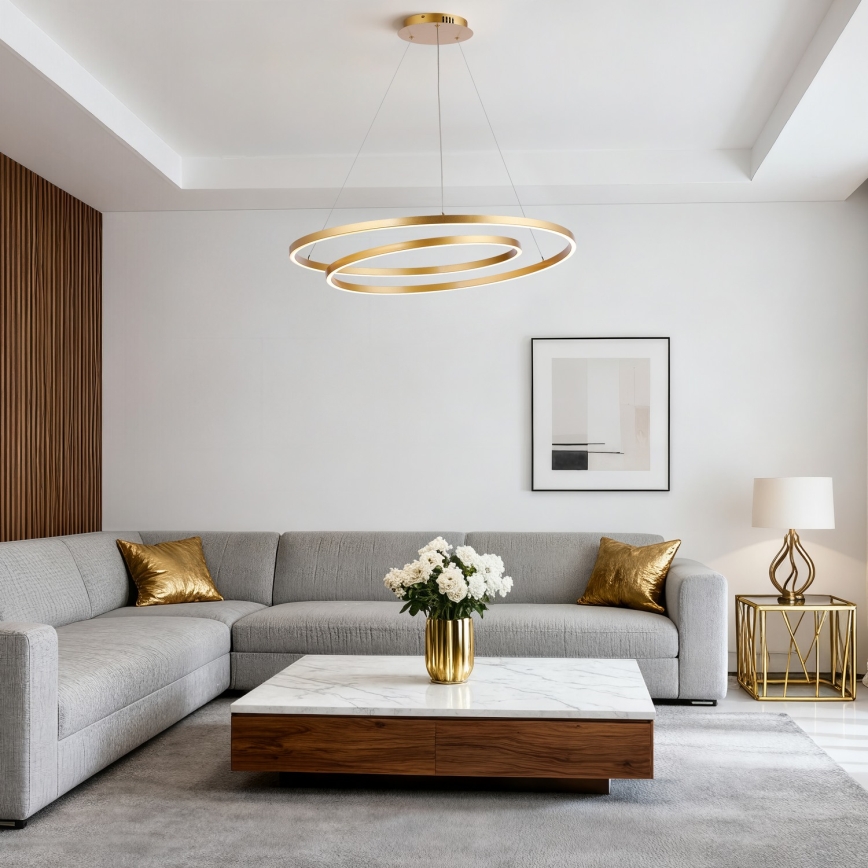 Brilagi - zatemljiv LED lestenec na kablu TWISTER LED/105W/230V 3000-6000K premer 100 cm v zlati barvi + daljinski upravljalnik