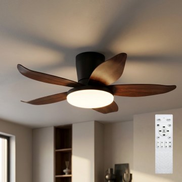 Brilagi - LED zatemnjevalen stropni ventilator LED/32W/230V 95 cm črna/rjava + daljinski upravljalnik