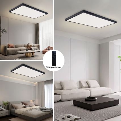 Brilagi - LED kopalniško stropno svetilo z možnostjo zatemnitve FRAME SMART LED/96W/230V 120x60 cm 3000-6000K IP44 črna + daljinski upravljalnik