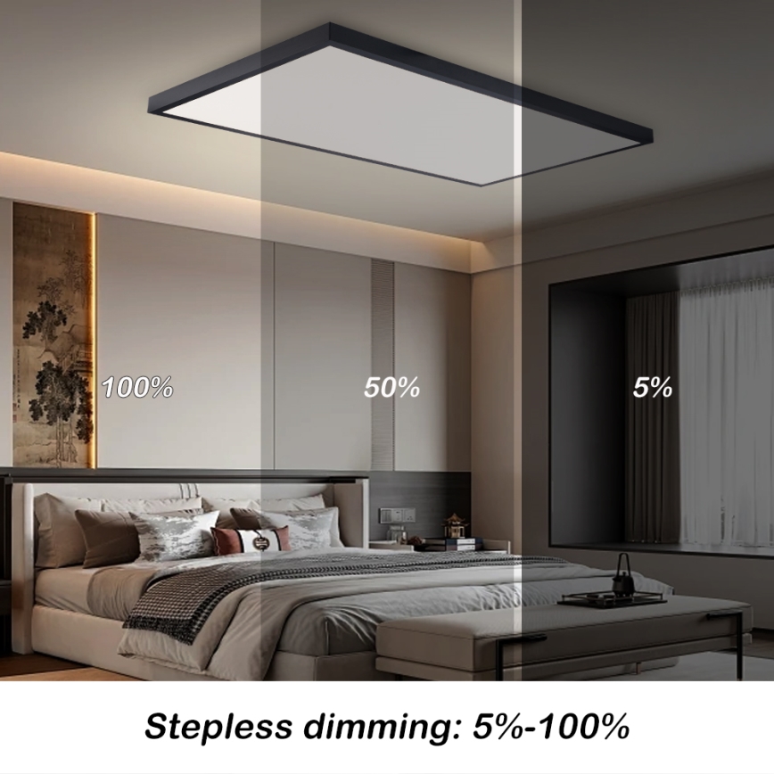 Brilagi - LED kopalniško stropno svetilo z možnostjo zatemnitve FRAME SMART LED/96W/230V 120x60 cm 3000-6000K IP44 črna + daljinski upravljalnik