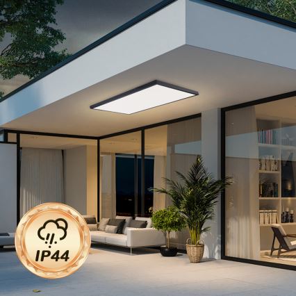 Brilagi - LED kopalniško stropno svetilo z možnostjo zatemnitve FRAME SMART LED/96W/230V 120x60 cm 3000-6000K IP44 črna + daljinski upravljalnik