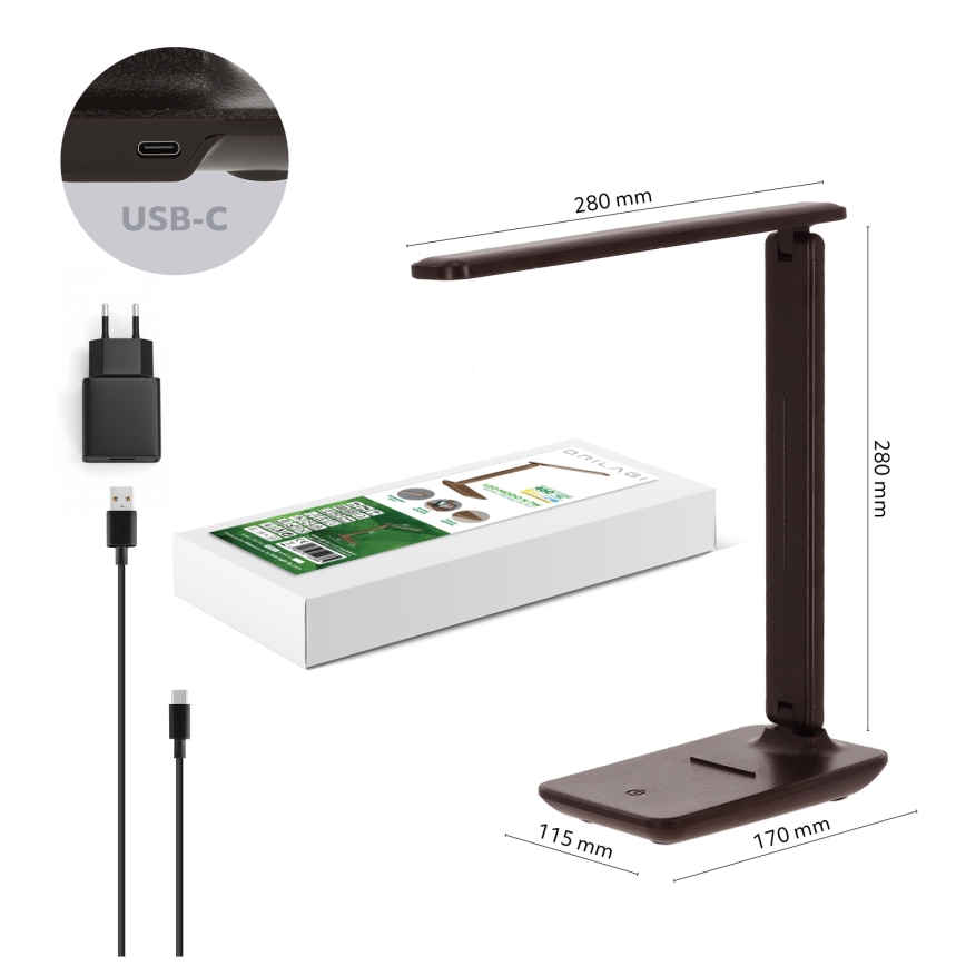 Brilagi - LED zatemnjevalna namizna svetilka MODO LED/7W/230V 3000/4000/6500K rjava