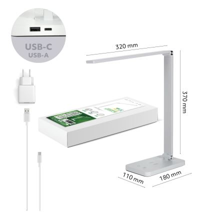 Brilagi - LED nastavljiva namizna svetilka na dotik z brezžičnim polnjenjem QI MODO CHARGE LED/7W/5V 3000/4000/6000K bela
