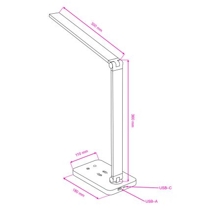 Brilagi - LED nastavljiva namizna svetilka na dotik z brezžičnim polnjenjem QI MODO CHARGE LED/7W/5V 3000/4000/6000K bela