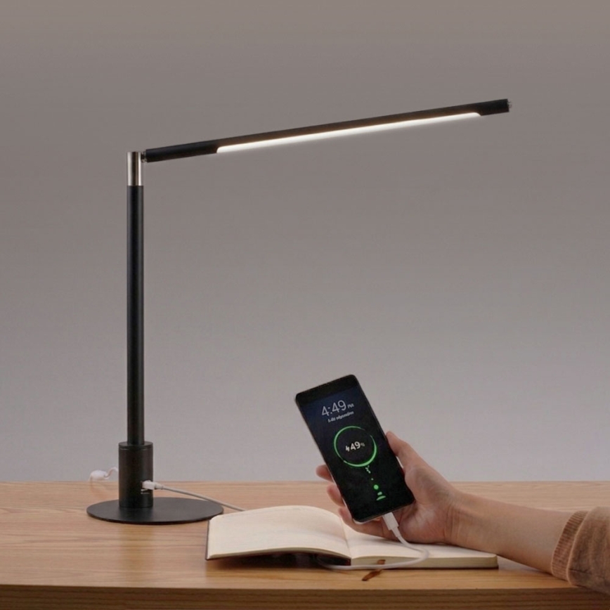 Brilagi - LED namizna svetilka na dotik z nastavljivo svetlostjo in USB priključki VARIO LED/7W/230V 3000-6500K CRI 96 črna
