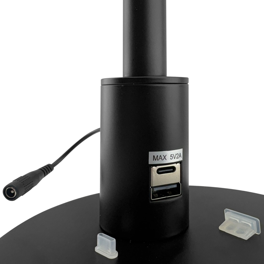 Brilagi - LED namizna svetilka na dotik z nastavljivo svetlostjo in USB priključki VARIO LED/7W/230V 3000-6500K CRI 96 črna
