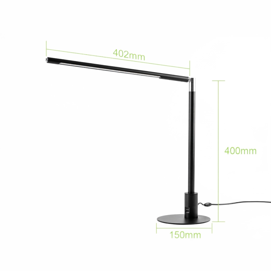 Brilagi - LED namizna svetilka na dotik z nastavljivo svetlostjo in USB priključki VARIO LED/7W/230V 3000-6500K CRI 96 črna