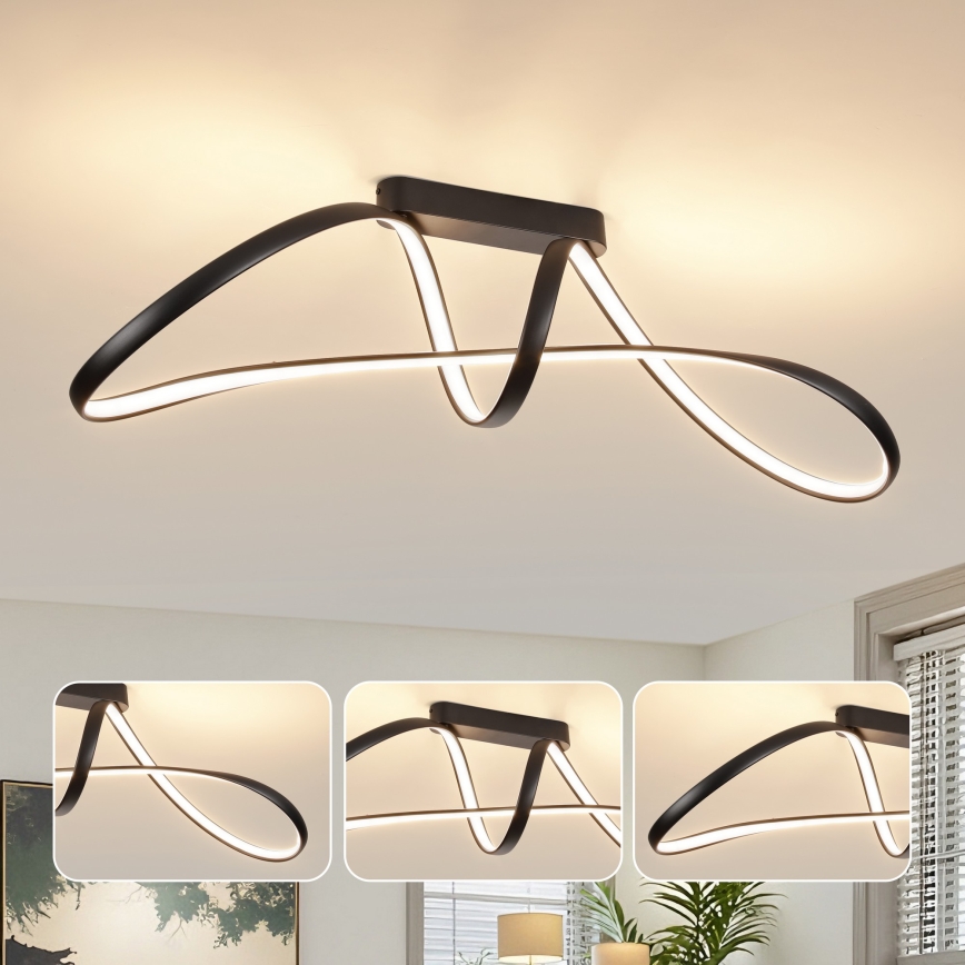 Brilagi - LED zatemljiv pritrjen stropni lestenec TWISTER LED/60W/230V 3000-6000K črna + daljinski upravljalnik