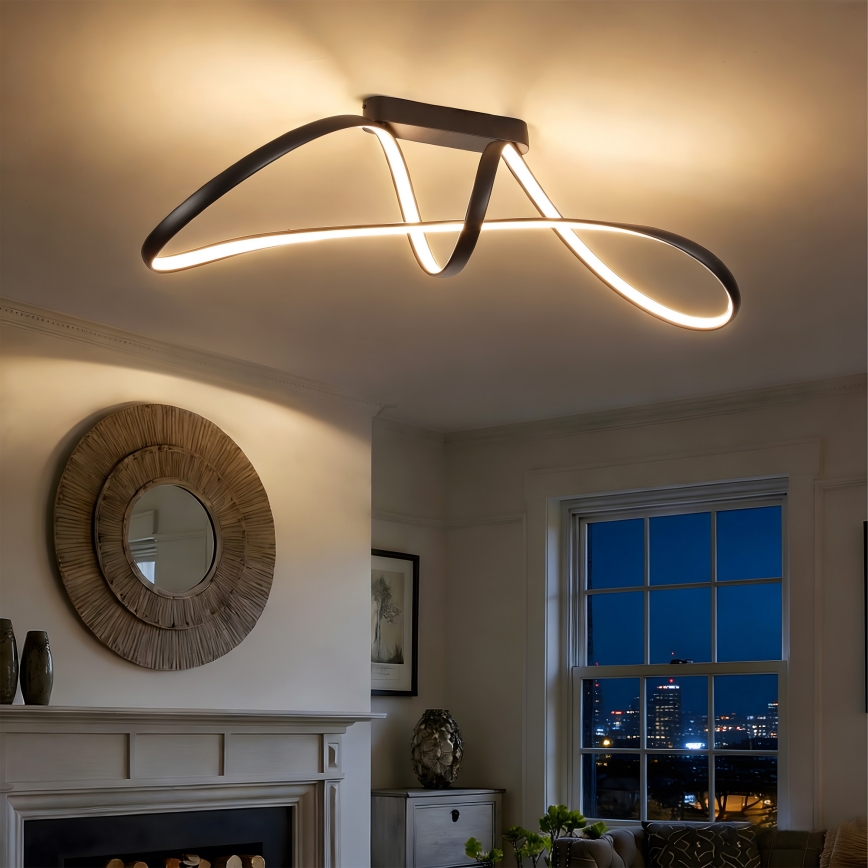 Brilagi - LED zatemljiv pritrjen stropni lestenec TWISTER LED/60W/230V 3000-6000K črna + daljinski upravljalnik