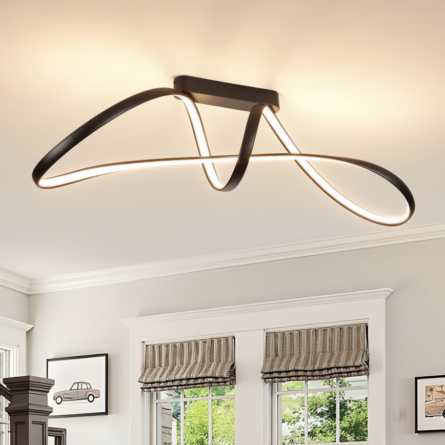 Brilagi - LED zatemljiv pritrjen stropni lestenec TWISTER LED/60W/230V 3000-6000K črna + daljinski upravljalnik