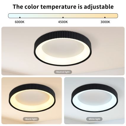 Brilagi - LED Zatemnljivo stropno svetilo FALCON MODERN LED/54W/230V 3000-6500K pr. 60 cm črna + daljinski upravljalnik