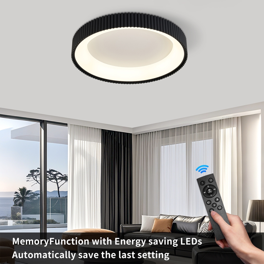 Brilagi - LED Zatemnljivo stropno svetilo FALCON MODERN LED/54W/230V 3000-6500K pr. 60 cm črna + daljinski upravljalnik
