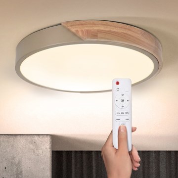 BRILAGI - LED zatemnjevalna stropna svetilka PILANA LED/48W/230V 3000-6500K hrast/bež premer 40 cm + daljinski upravljalnik