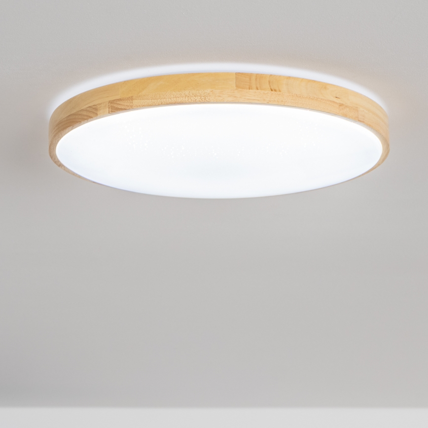 Brilagi - zatemnjiva LED stropna svetilka PINE LED/24W/230V, les, premer 42 cm, 3000-6500K + daljinski upravljalnik