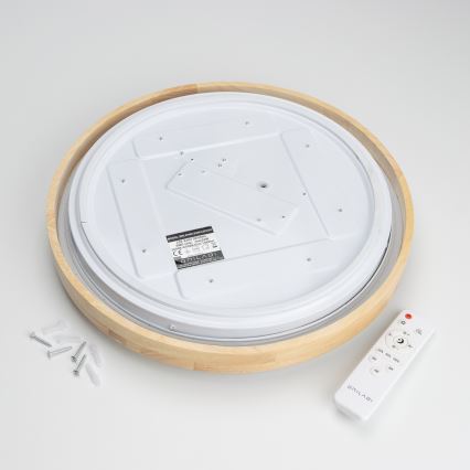 Brilagi - zatemnjiva LED stropna svetilka PINE LED/24W/230V, les, premer 42 cm, 3000-6500K + daljinski upravljalnik