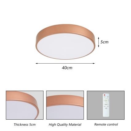 Brilagi - LED zatemnljivo stropno svetilo POOL LED/48W/230V 3000-6000K premer 40 cm bronasto + daljinski upravljalnik