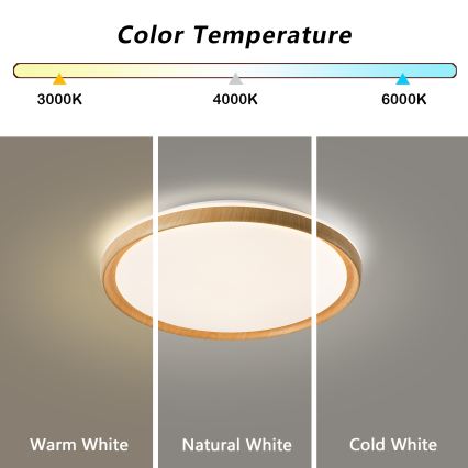 Brilagi - LED zatemnjiva stropna svetilka RIVO LED/72W/230V 3000-6000K v lesnem dekorju premer 50 cm + daljinski upravljalnik