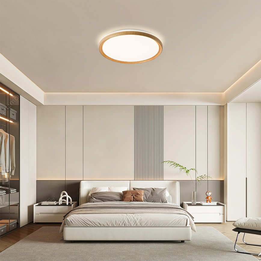 Brilagi - LED zatemnjiva stropna svetilka RIVO LED/72W/230V 3000-6000K v lesnem dekorju premer 50 cm + daljinski upravljalnik
