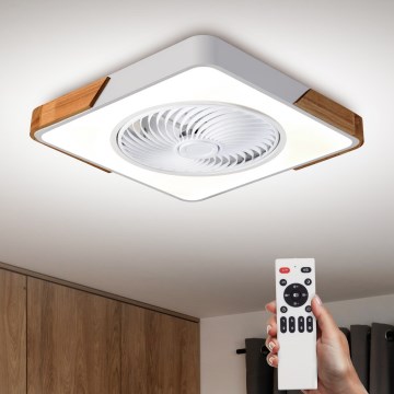 Brilagi - LED zatemnjevalna stropna svetilka s ventilatorjem LED/30W/230V 3000-6500K bela/hrast + daljinski upravljalnik
