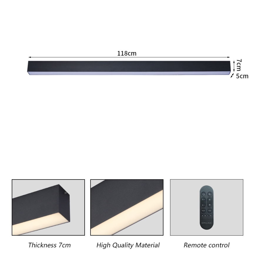 Brilagi - LED stropna svetilka z možnostjo zatemnitve SLEEKLINE SMART LED/40W/230V 3000-6000K Wi-Fi Tuya črna + daljinski upravljalnik