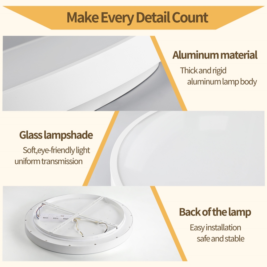 Brilagi - LED zatemnjiva stropna svetilka GLASS POOL DOUBLE LED/48W/230V 3000-6000K 40 cm bela + daljinski upravljalnik