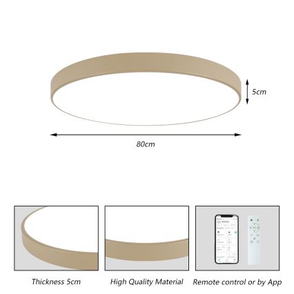 Brilagi - LED stropna svetilka POOL SMART z zatemnitvijo LED/100W/230V 3000-6000K 80 cm bež Wi-Fi Tuya + z daljinskim upravljalnikom