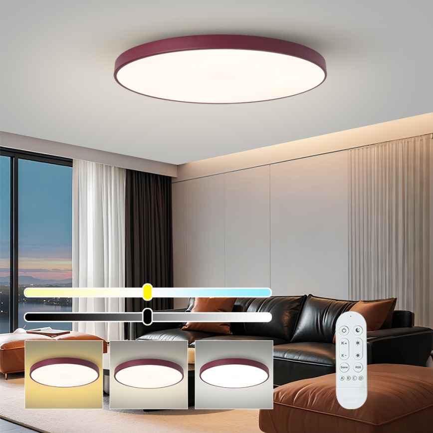 Brilagi - LED svetilka z zatemnitvijo POOL SMART LED/128W/230V, premer 100 cm, 3000-6000K, Wi-Fi Tuya + daljinski upravljalnik, bordo