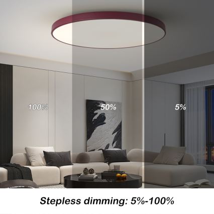 Brilagi - LED svetilka z zatemnitvijo POOL SMART LED/128W/230V, premer 100 cm, 3000-6000K, Wi-Fi Tuya + daljinski upravljalnik, bordo