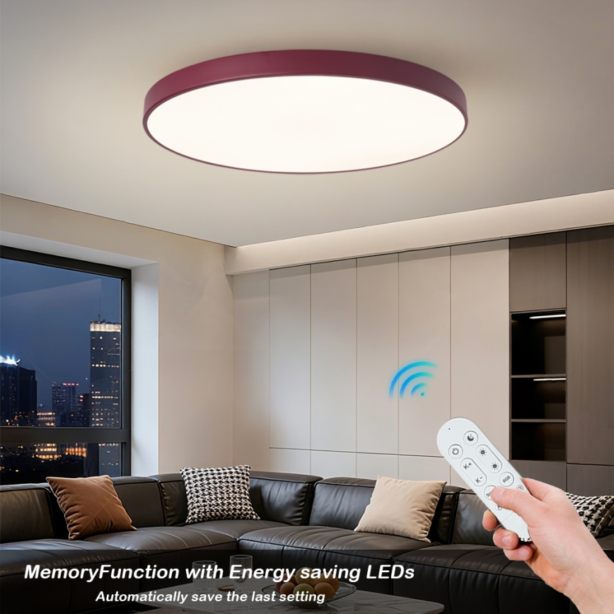 Brilagi - LED svetilka z zatemnitvijo POOL SMART LED/128W/230V, premer 100 cm, 3000-6000K, Wi-Fi Tuya + daljinski upravljalnik, bordo