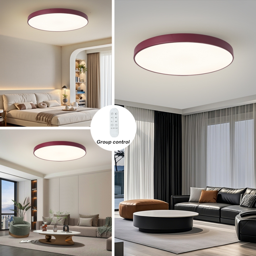 Brilagi - LED svetilka z zatemnitvijo POOL SMART LED/128W/230V, premer 100 cm, 3000-6000K, Wi-Fi Tuya + daljinski upravljalnik, bordo