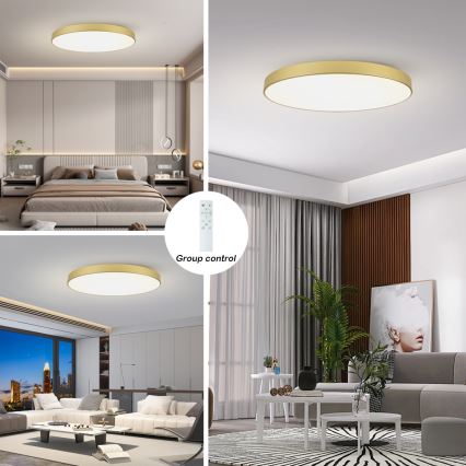 Brilagi - LED zatemnljivo stropno svetilo POOL SMART LED/128W/230V 3000-6000K 100 cm zlato Wi-Fi Tuya + daljinski upravljalnik