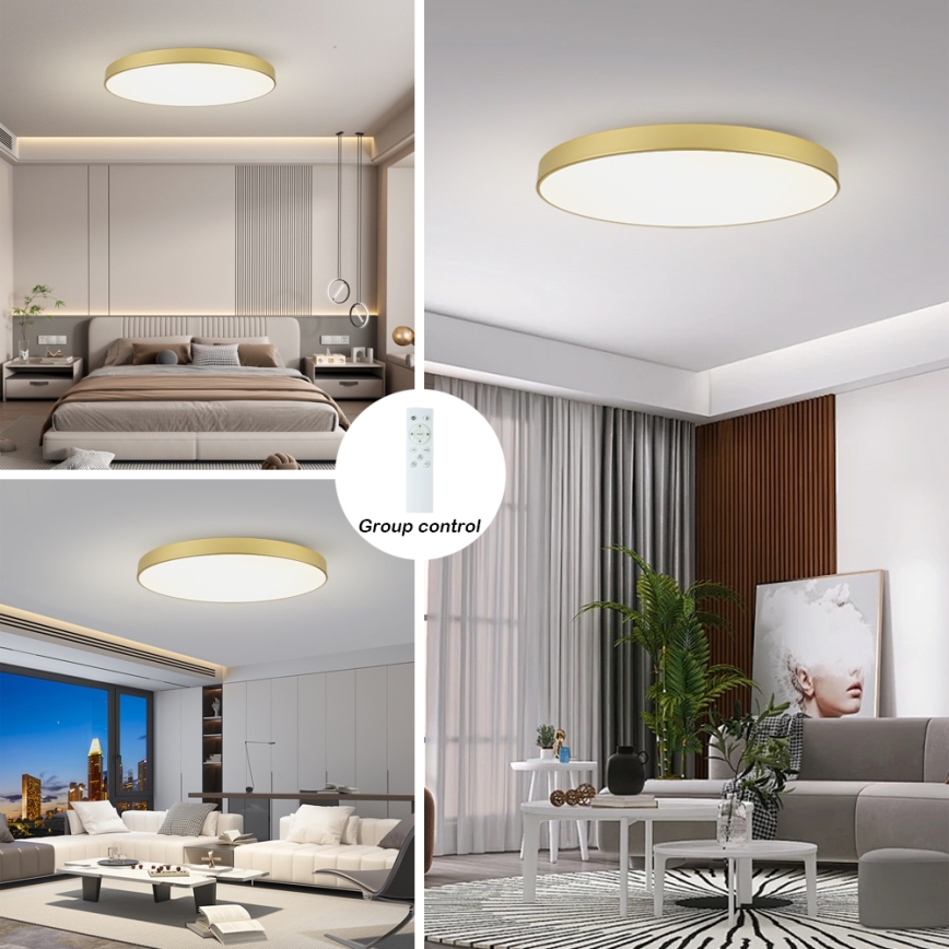 Brilagi - LED zatemnljivo stropno svetilo POOL SMART LED/128W/230V 3000-6000K 100 cm zlato Wi-Fi Tuya + daljinski upravljalnik