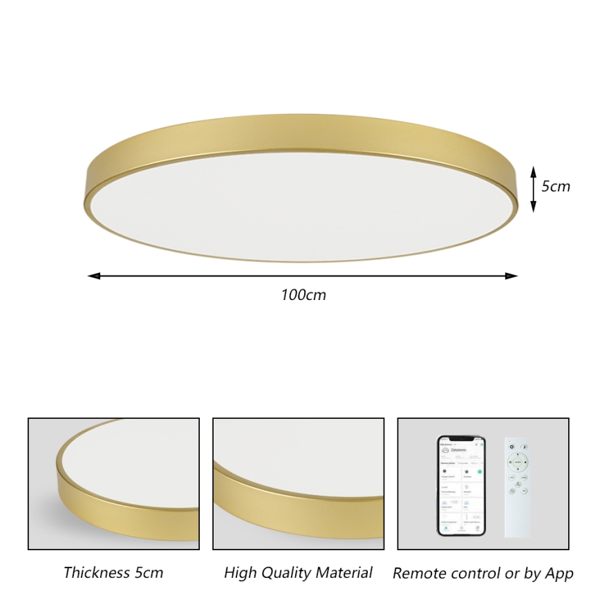 Brilagi - LED zatemnljivo stropno svetilo POOL SMART LED/128W/230V 3000-6000K 100 cm zlato Wi-Fi Tuya + daljinski upravljalnik