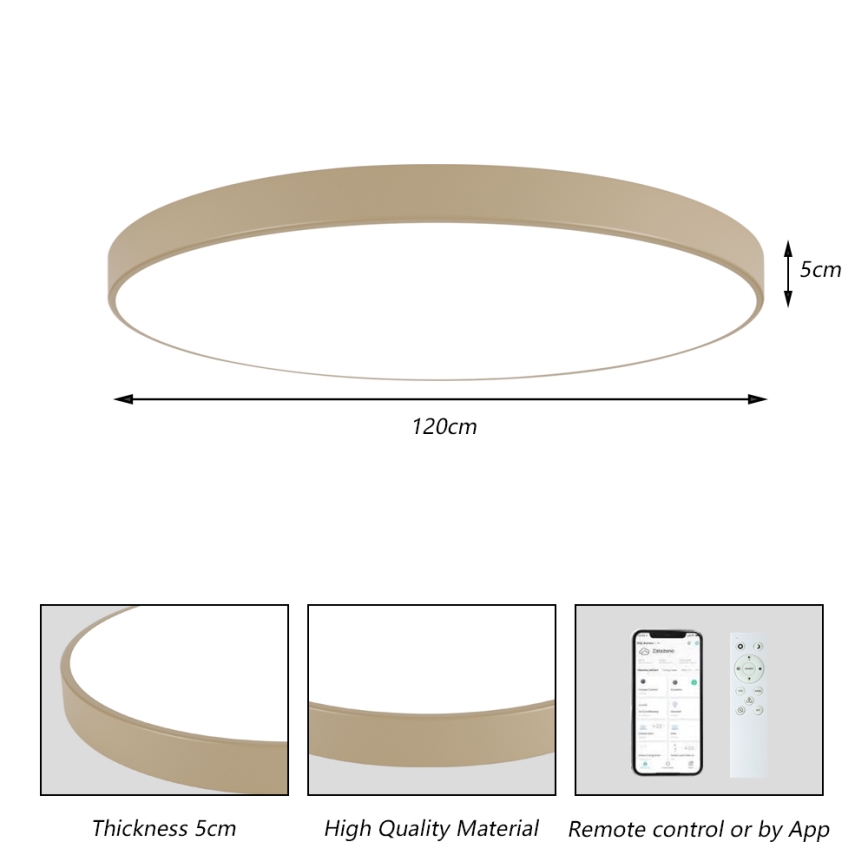 Brilagi - LED zatemnljivo stropno svetilo POOL SMART LED/180W/230V 3000-6000K 120 cm bež Wi-Fi Tuya + daljinski upravljalnik