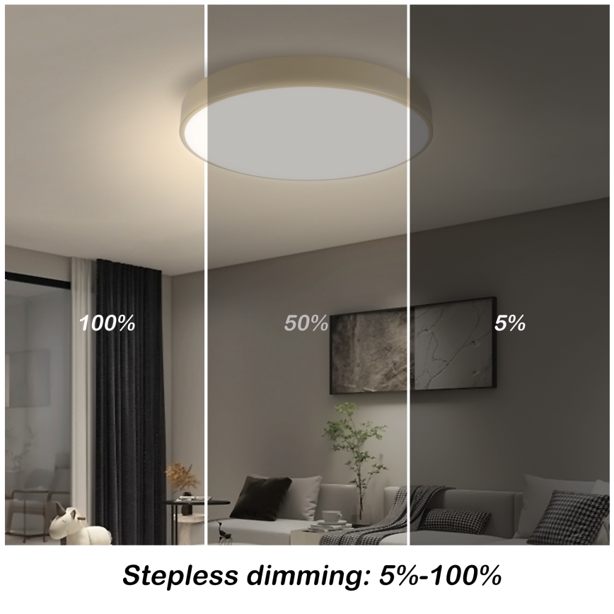 Brilagi - zatemnljivo LED stropno svetilo POOL SMART LED/48W/230V 3000-6000K, premer 40 cm, Wi-Fi Tuya, bež + daljinski upravljalnik