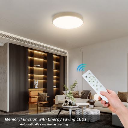 Brilagi - zatemnljivo LED stropno svetilo POOL SMART LED/48W/230V 3000-6000K, premer 40 cm, Wi-Fi Tuya, bež + daljinski upravljalnik