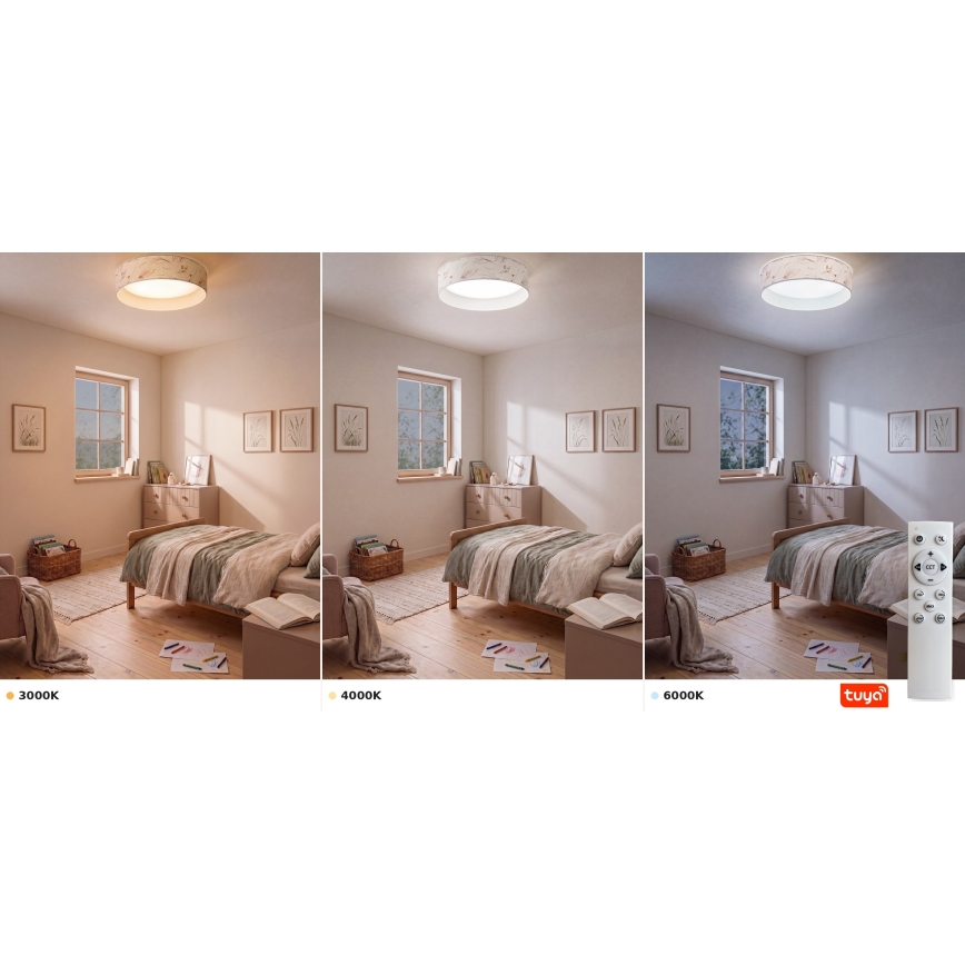 Brilagi - LED stropna svetilka VELVET SMARTIX z zatemnitveno funkcijo LED/36W/230V 3000-6000K premer 55 cm bela/cvetlični vzorec Wi-Fi Tuya Beacon + daljinski upravljalnik
