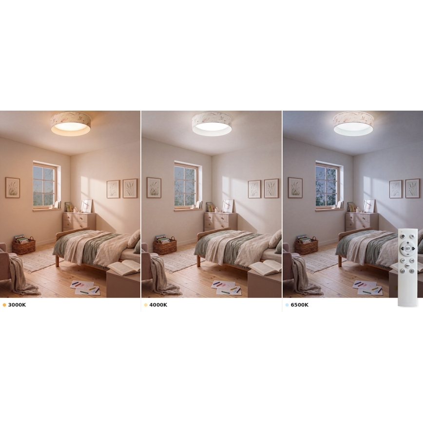 Brilagi - LED zatemnljivo stropno svetilo VELVET SMART VARI LED/36W/230V 3000-6500K premer 55 cm bela/cvetlični vzorec + daljinski upravljalnik