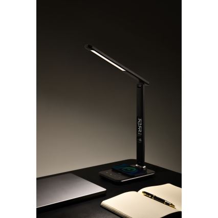 Brilagi - Zatemnjiva LED namizna svetilka z brezžičnim polnjenjem Qi in USB REGINA LED/8,5W/230V črna