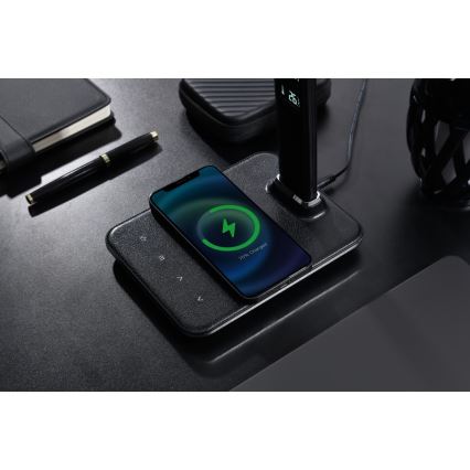 Brilagi - Zatemnjiva LED namizna svetilka z brezžičnim polnjenjem Qi in USB REGINA LED/8,5W/230V črna