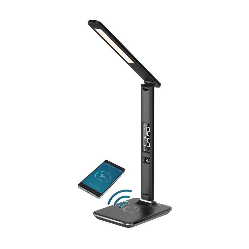 Brilagi - Zatemnjiva LED namizna svetilka z brezžičnim polnjenjem Qi in USB REGINA LED/8,5W/230V črna