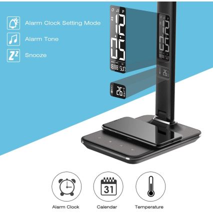 Brilagi - Zatemnjiva LED namizna svetilka z brezžičnim polnjenjem Qi in USB REGINA LED/8,5W/230V črna