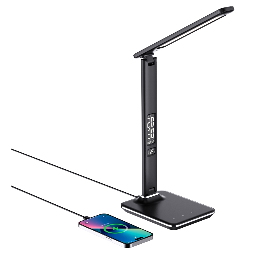 Brilagi - Zatemnjiva LED namizna svetilka z brezžičnim polnjenjem Qi in USB REGINA LED/8,5W/230V črna