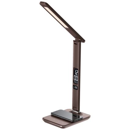 Brilagi - LED zatemnjevalna namizna svetilka z brezžičnim polnjenjem Qi in USB REGINA LED/8,5W/230V rjava